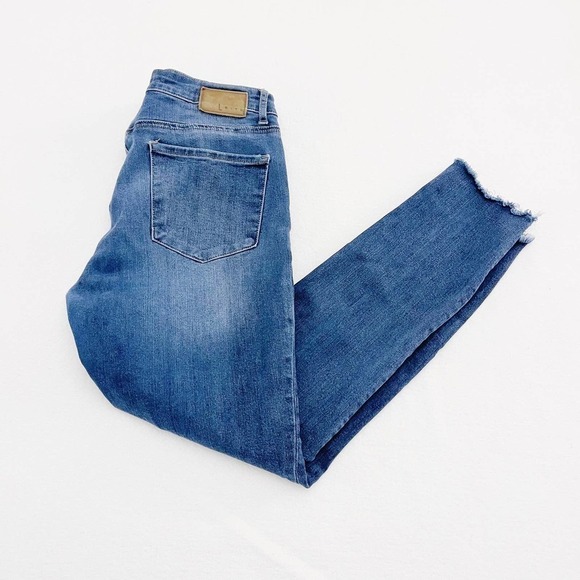 Leith Mid-Rise Skinny Blue Denim Jeans Raw Hem SZ28 - Picture 4 of 7